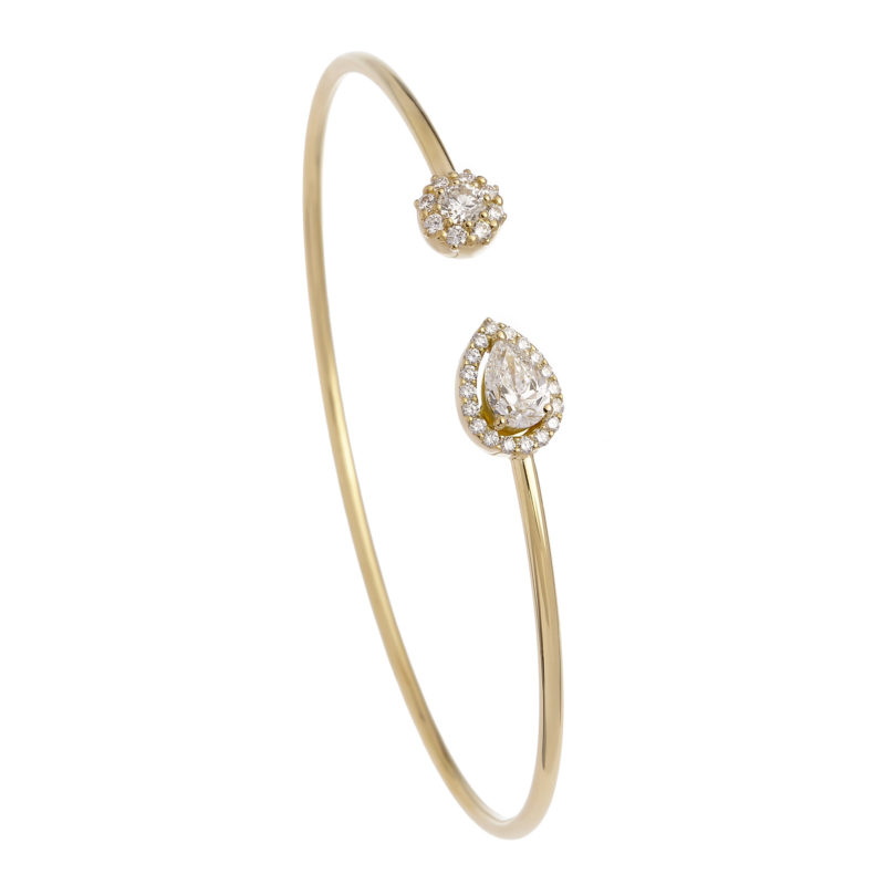 Floral Ruby Diamond + 18K Gold Bangle Bracelet